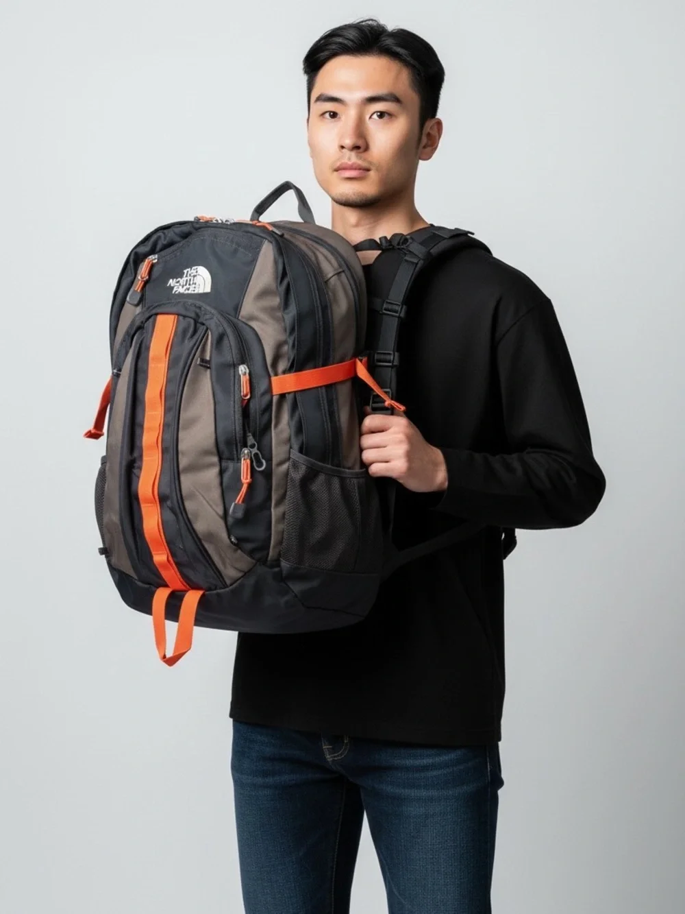 The North Face Black, Gray & Orange Outdoor Backpack
